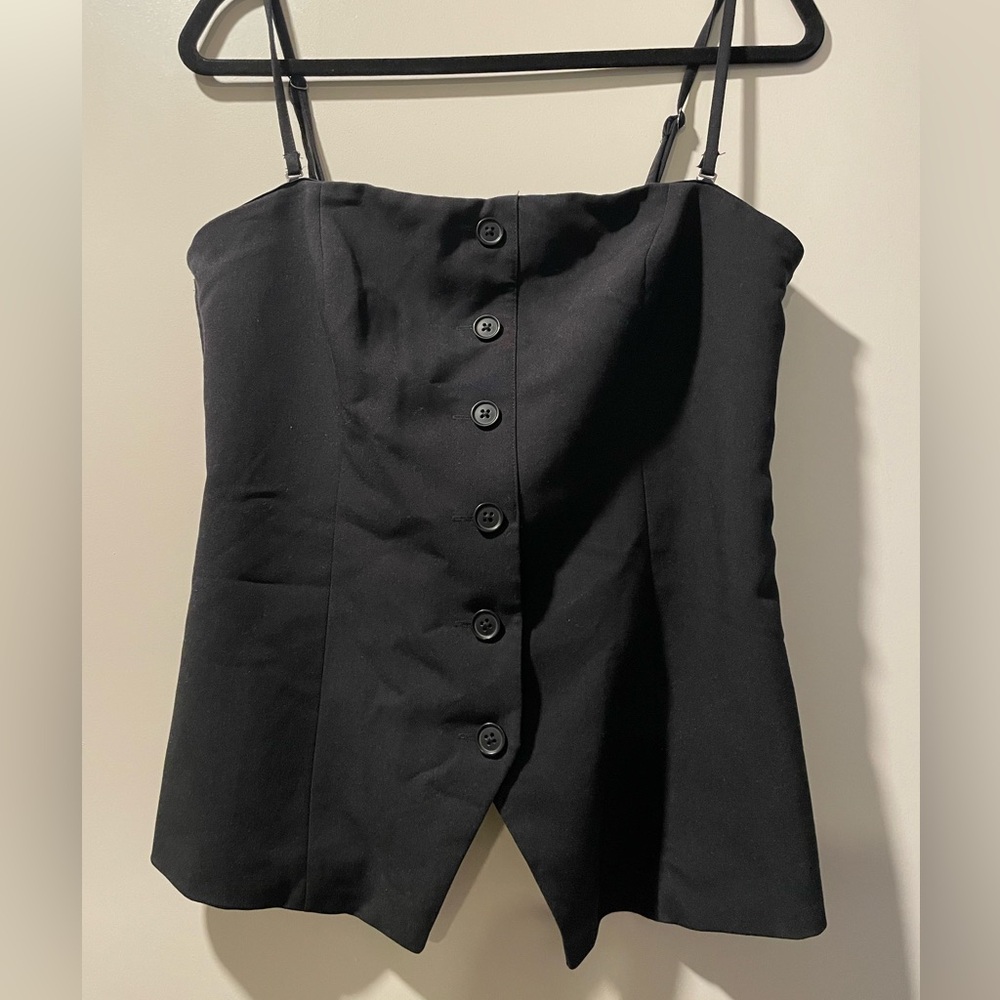 Abercrombie & Fitch Black Button-Down Strapless Top